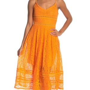 NSR Orange Peel Sleeveless Lace Midi Dress